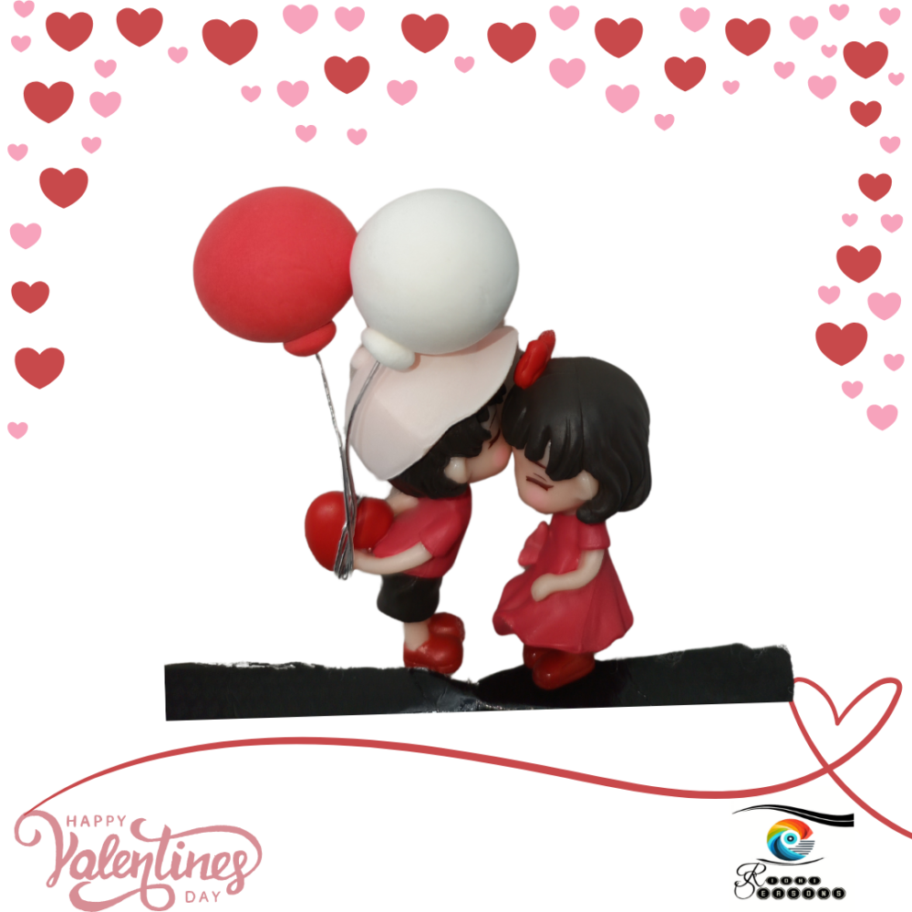 Anime couple for car ornament  boy having i Lv u Baloon with red heart